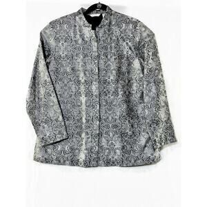 Laura Ashley Jacket Women's Size Large Open Front Black and White Lined